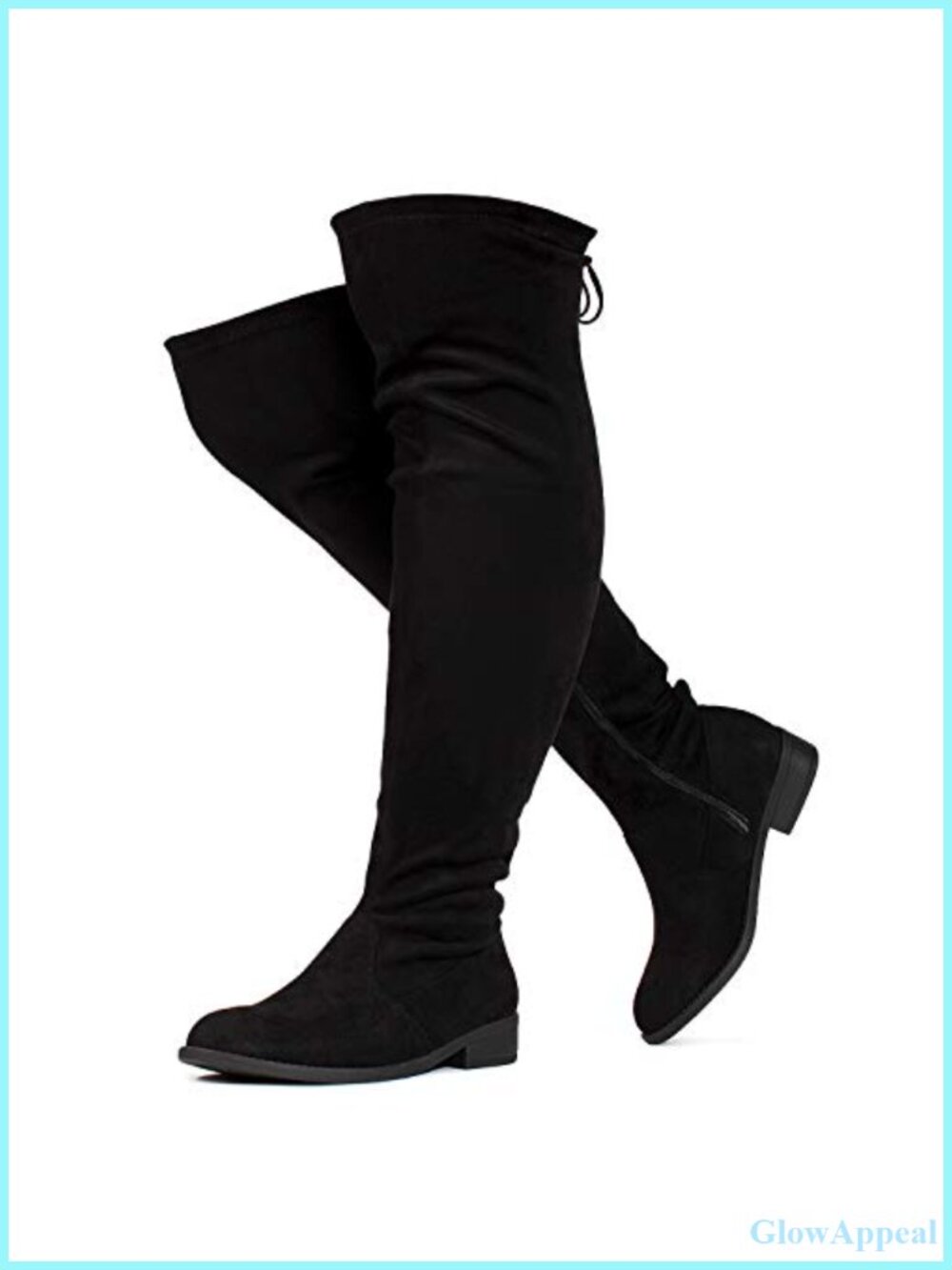 Vegan Leather Over the Knee Low Heel Wide Calf Boots